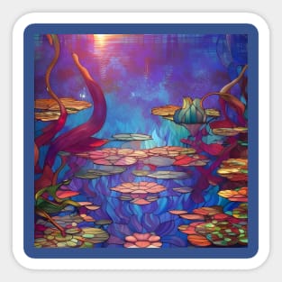 Stained Glass Lotus Lake Sticker